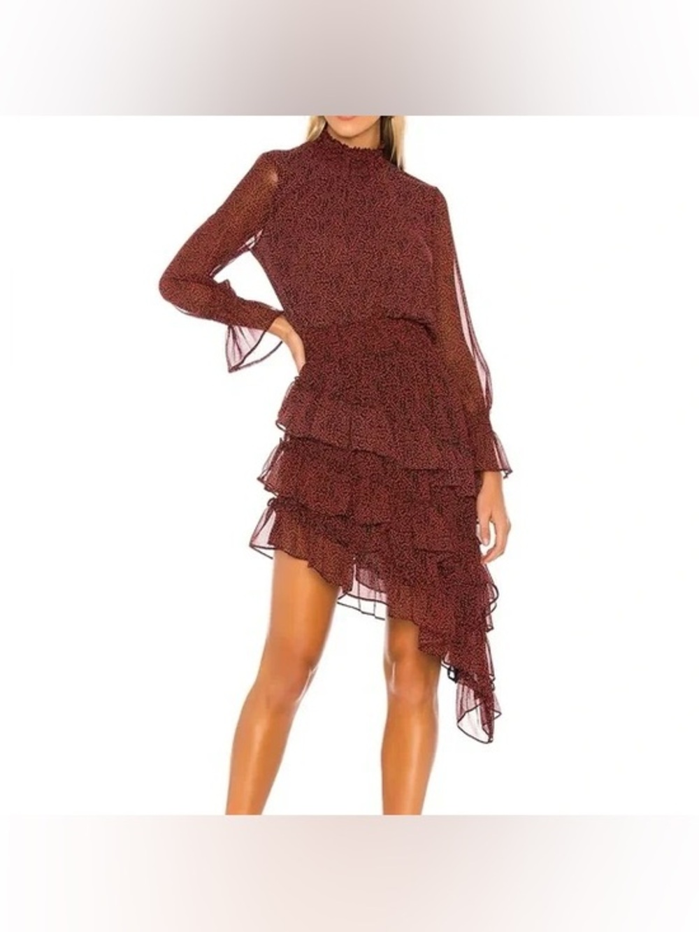 MISA LOS ANGELES X REVOLVE Savanna Dress in Mini Red Banana Leaf size S
